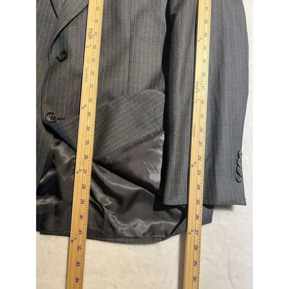 Mint Jos A Bank Signature 40-41R 34x29 Gray with Ice Blue Dashed Stripe Suit Set